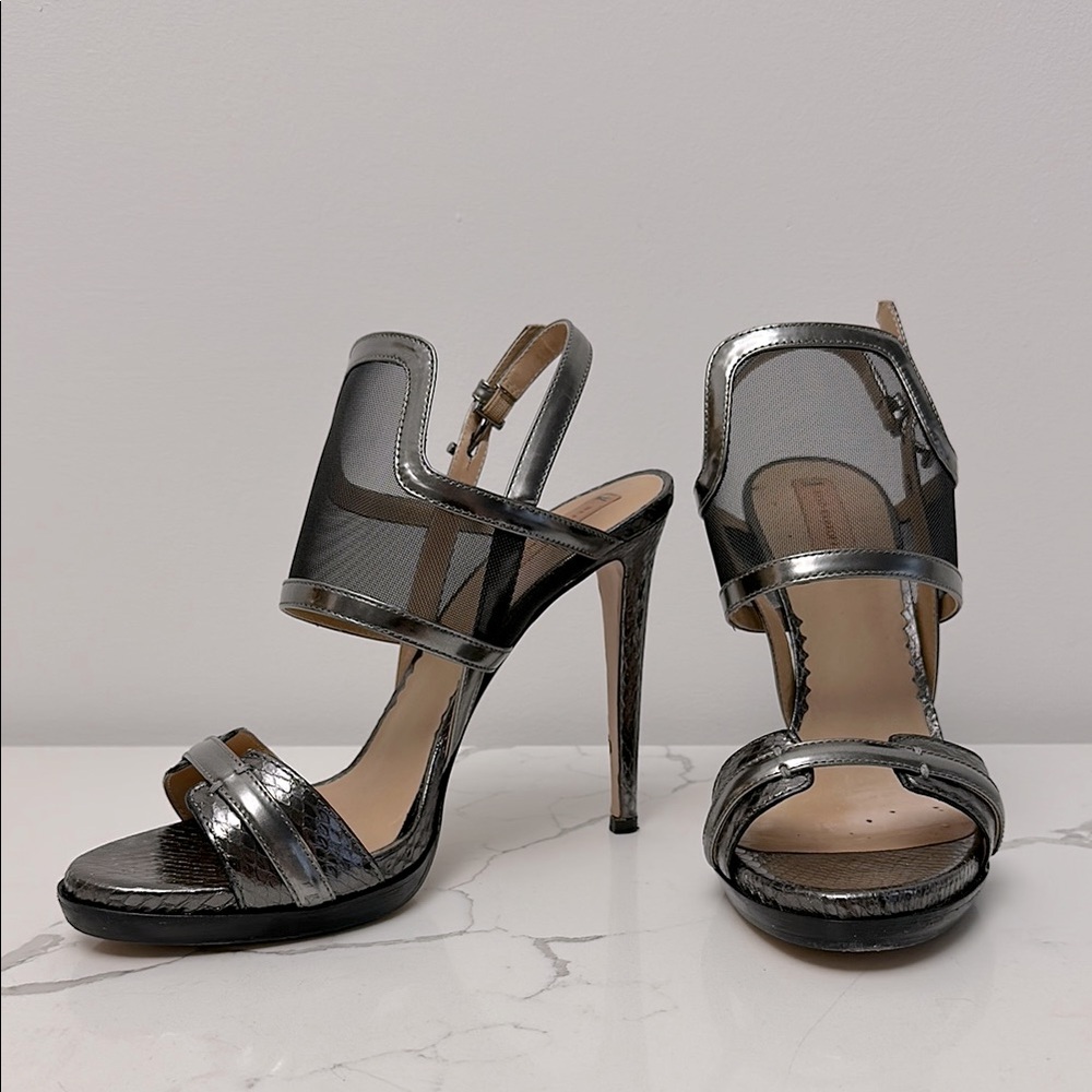 Reed Krakoff Solar Sandal Silver Gunmetal Heels